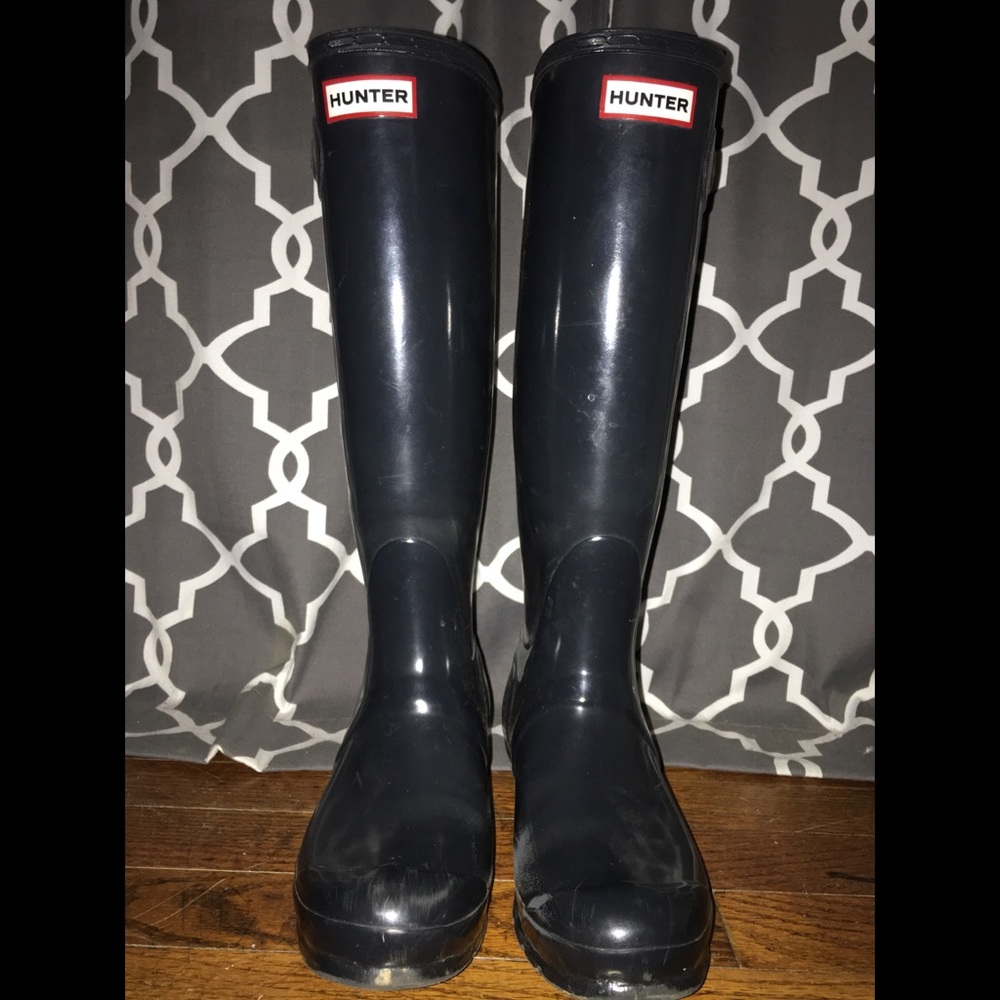 Shiny Navy Blue Hunter Boots